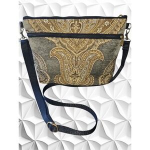 Danny K. Beverly Hills Tapestry Paisley Shoulder Bag Gold Bronze Made in USA